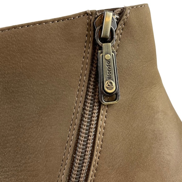 Blondo Waterproof Distressed Dual Side Zipper Genuine Leather Heeled Booties Tan - Picture 3 of 16